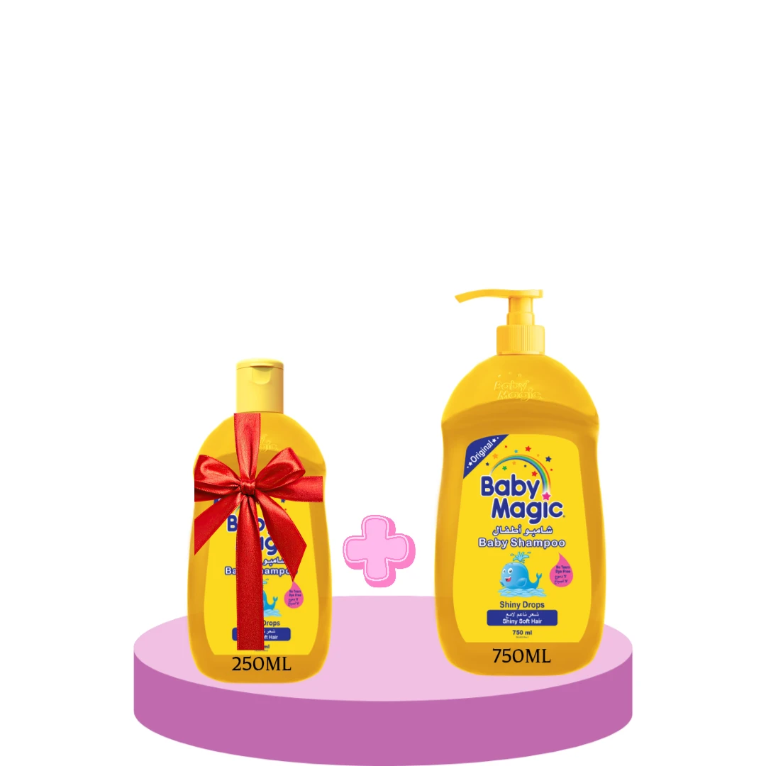 شامبو بيبي ماجيك قطرات لامعة 750ml + شامبو بيبي ماجيك قطرات لامعة 250ml مجانا