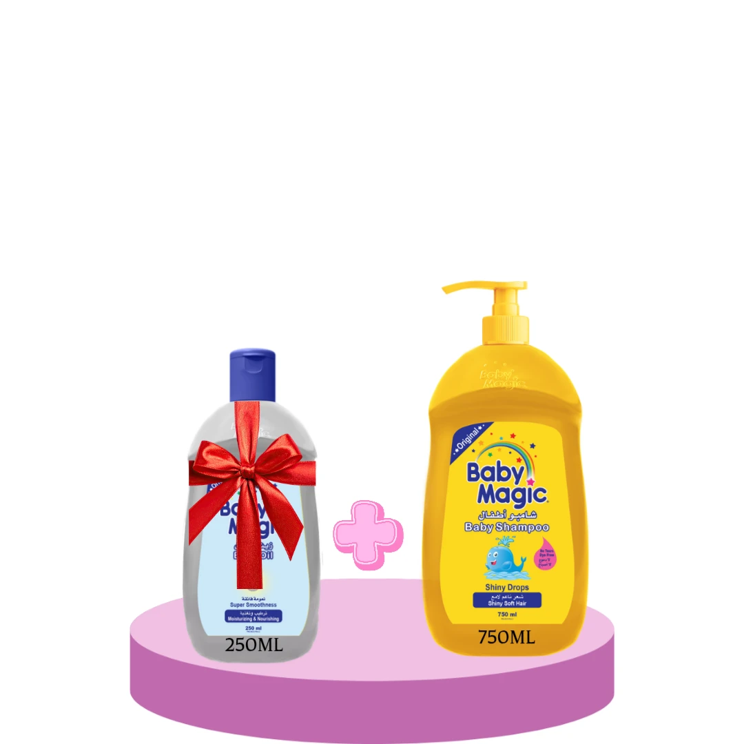 شامبو بيبي ماجيك قطرات لامعة 750ml + زيت أطفال بيبي ماجيك 250ml مجانا